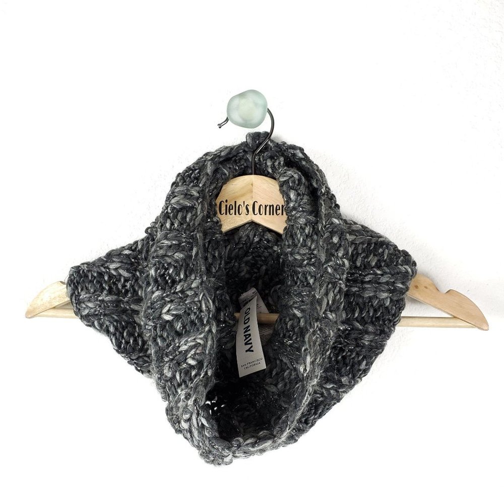 Old Navy Dark Charcoal Metallic Infinity Scarf NWT